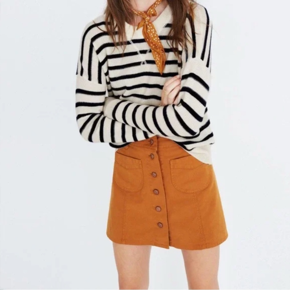 Madewell 100% Cashmere Striped Waffle Sweater Size Small